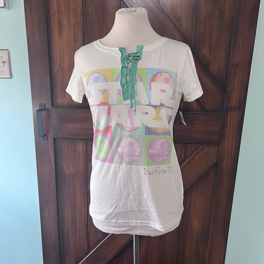 Disney Parks Star Wars Death Star 77 Lace Up‎ Women's Graphic Tee NWT XS